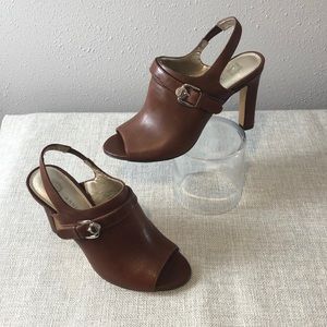 Anne Klein mules leather w/ back strap size 6.5